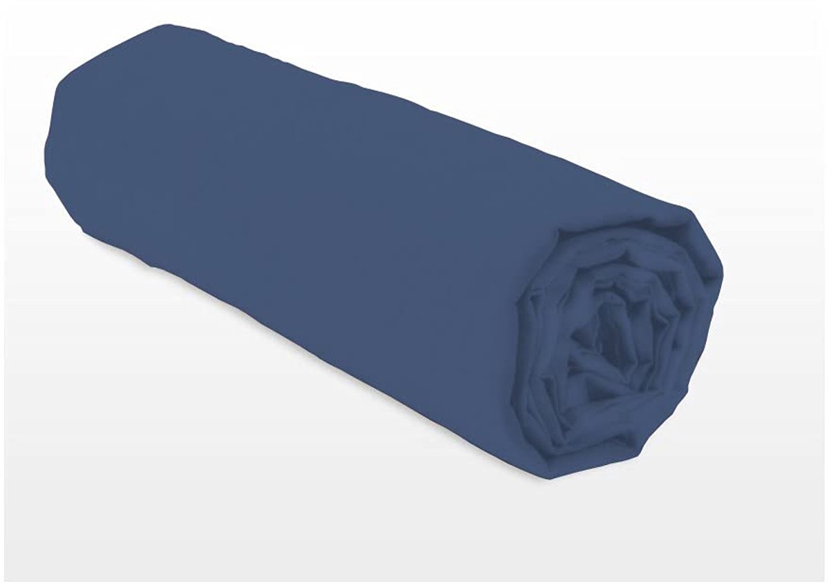 SnelShoppen - Hoeslaken 160x200 cm Donkerblauw van 100% Katoen, Ademend, Zacht, 57 Draden/cm², Geschikt voor Bedden met Spanhoogte tot 25 cm