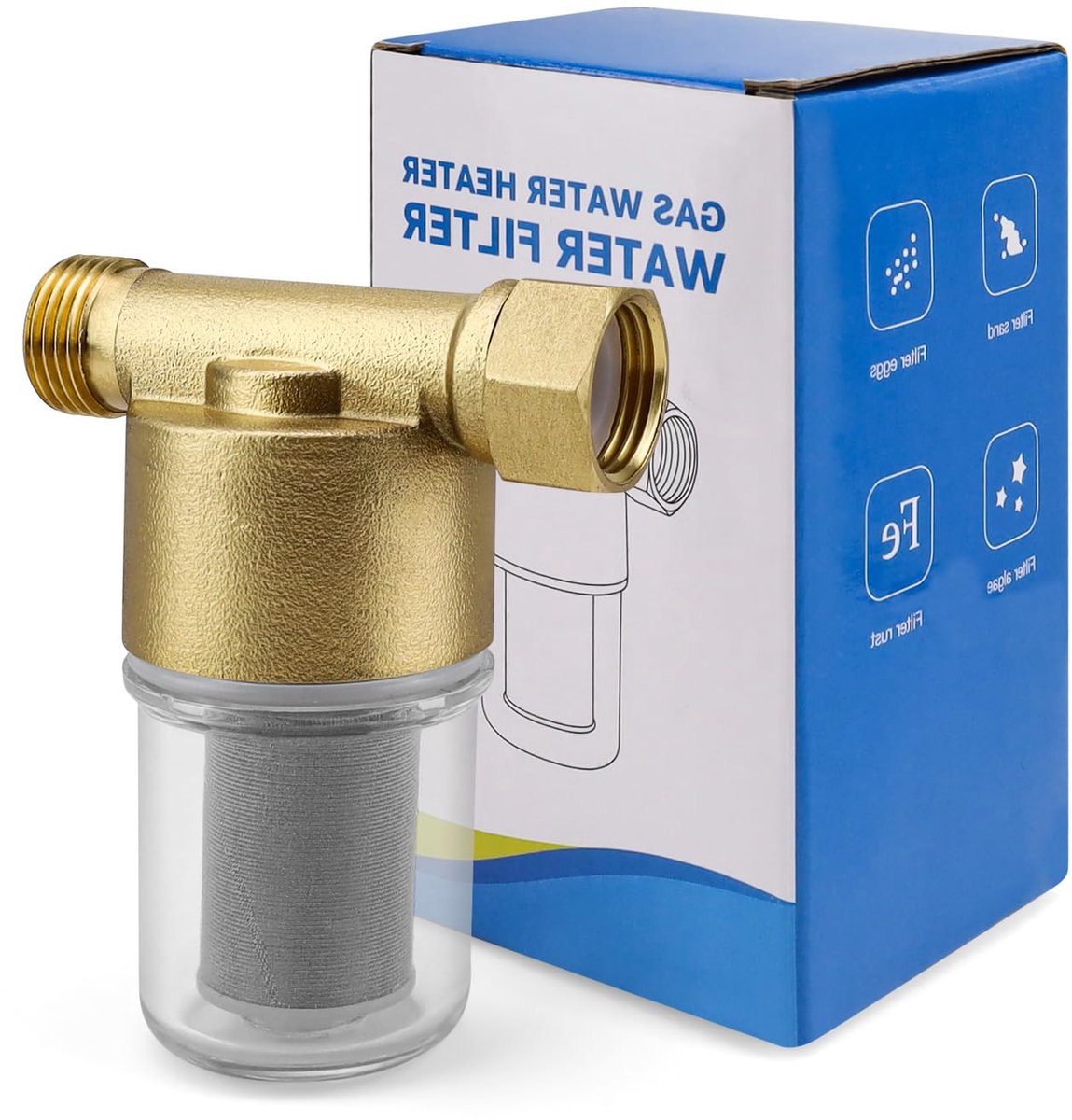 SnelShoppen - MYLERCT 1/2 Waterfilter voor Kraan - Kalkfilter met Roestvrij Stalen Element - Effectieve Filtratie voor Douche, Kraan, en Wasmachine -