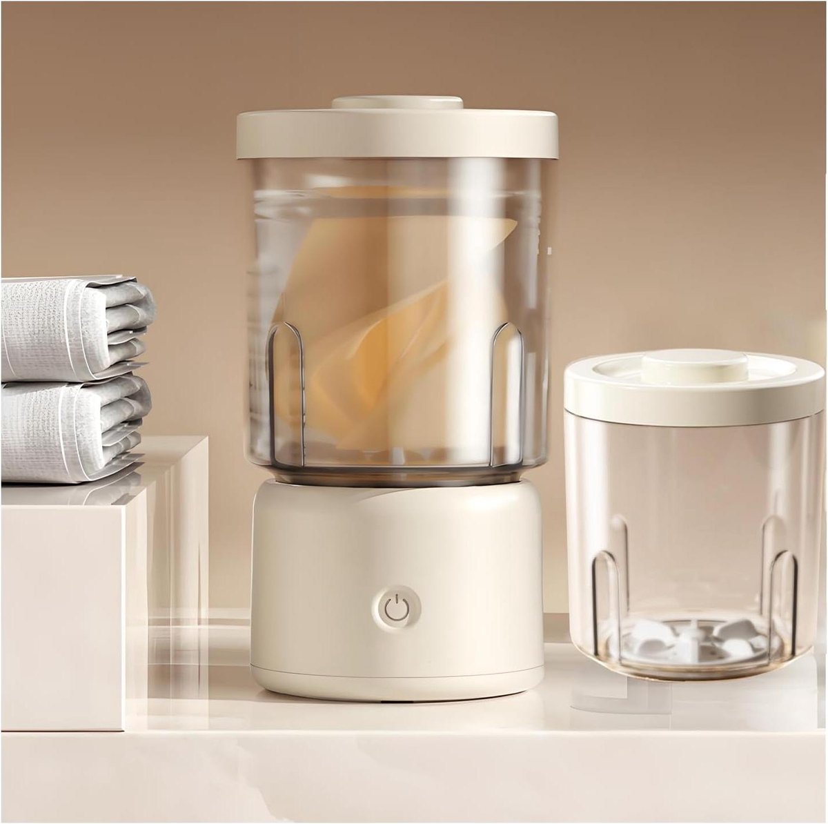 Draagbare mini-wasmachine Compacte waser Reizen en thuis Draadloos ontwerp 1.6L capaciteit Wit