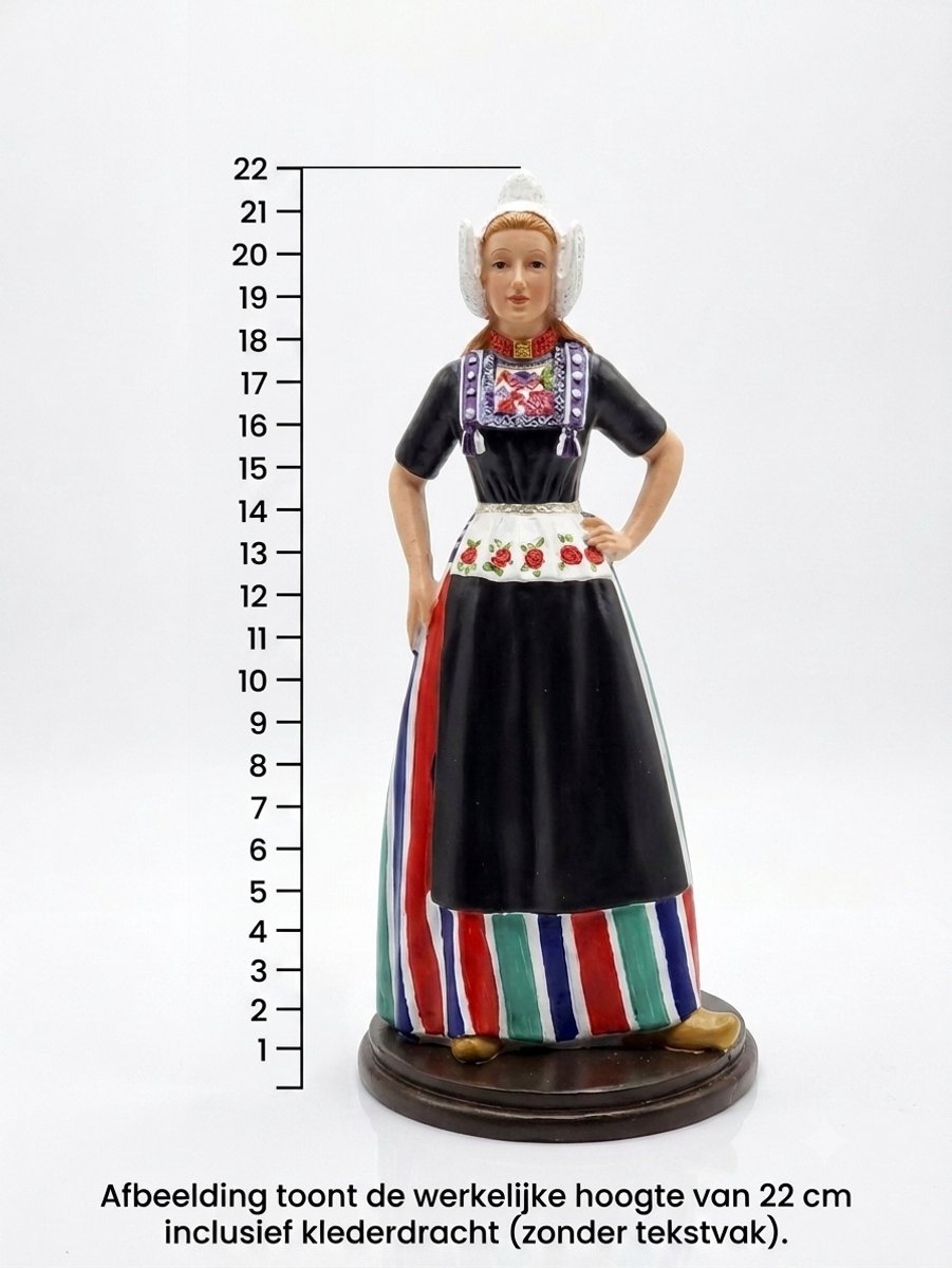 Volendamse vrouw Klederdracht Beeld - Vrouw in Volendamse Klederdracht - Polystone - 22 cm - Hollands Souvenir & Woondecoratie