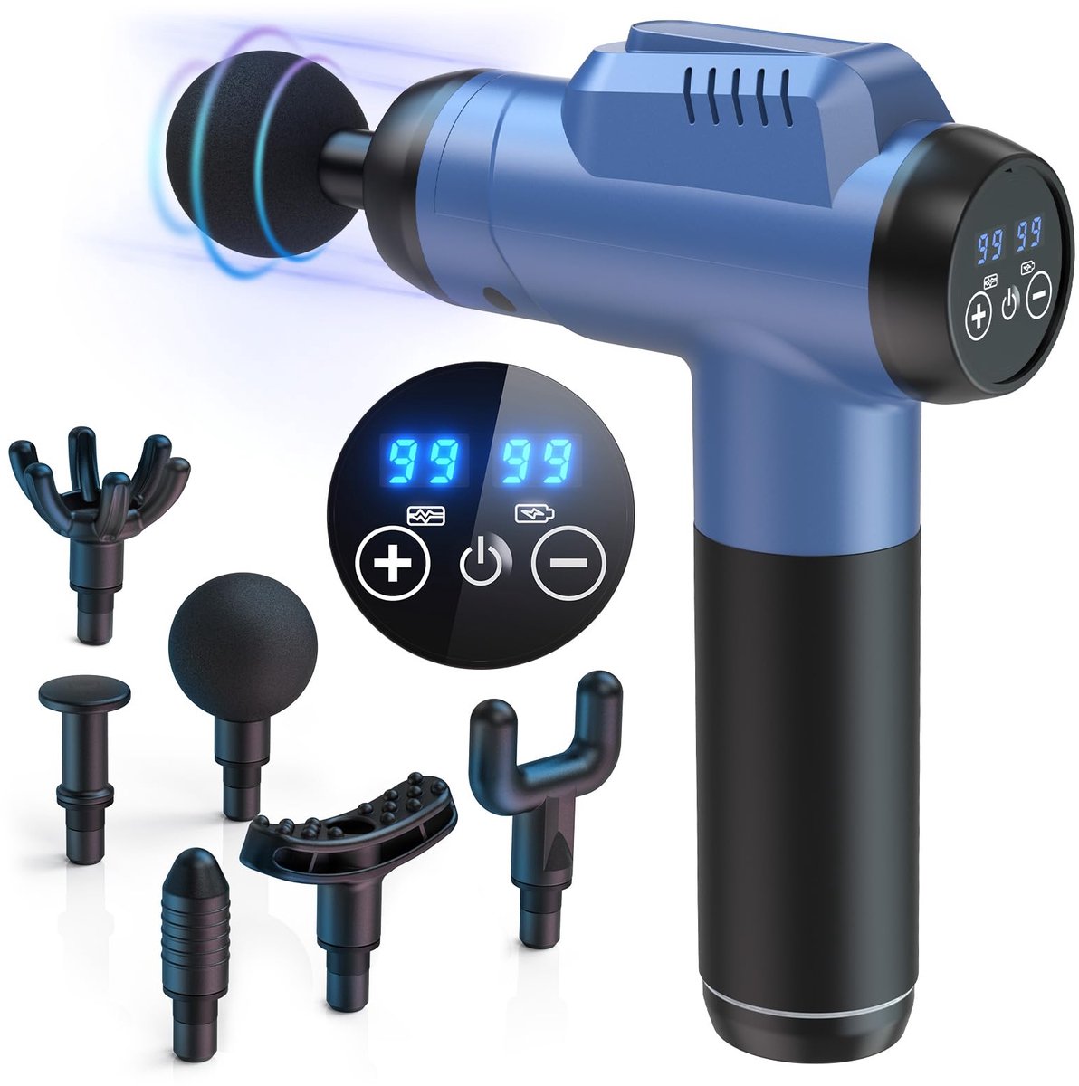 SnelShoppen - Massagepistool Deep Tissue voor spierontspanning, 99 snelheden, elektrisch handheld massageapparaat met 6 verwisselbare hoofden, Type-C