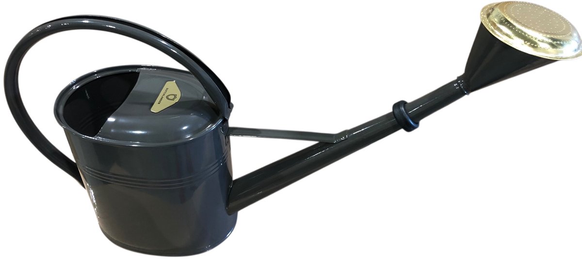 Dutchlander - Metalen gieter ovaal - 8 liter - Thermisch verzinkt - Ombergrijs - Met messing broes