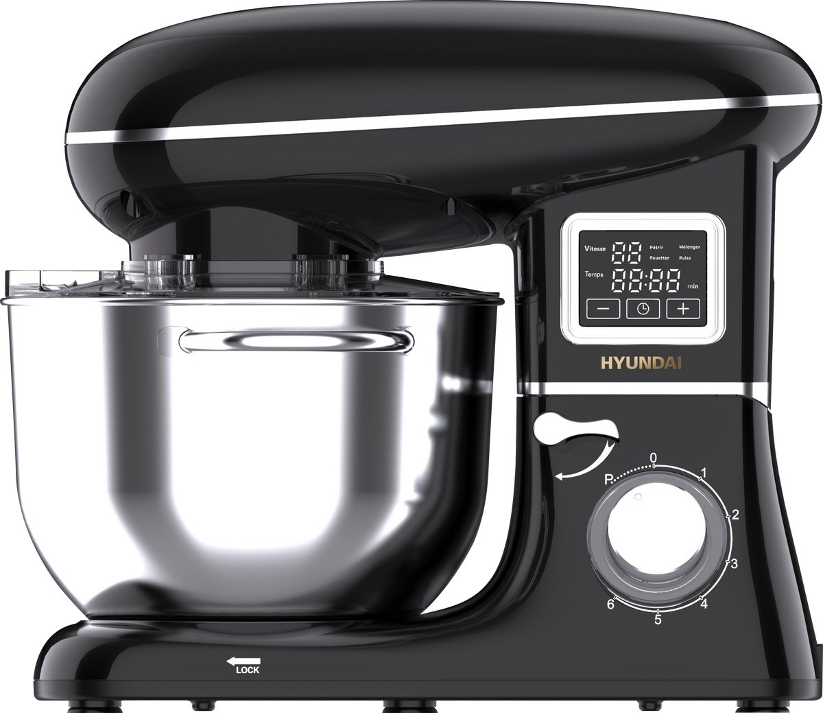 HYUNDAI - Succes Cake Keukenmachine - 1400 W - 5,5 Liter - 6 Snelheden - Zwart