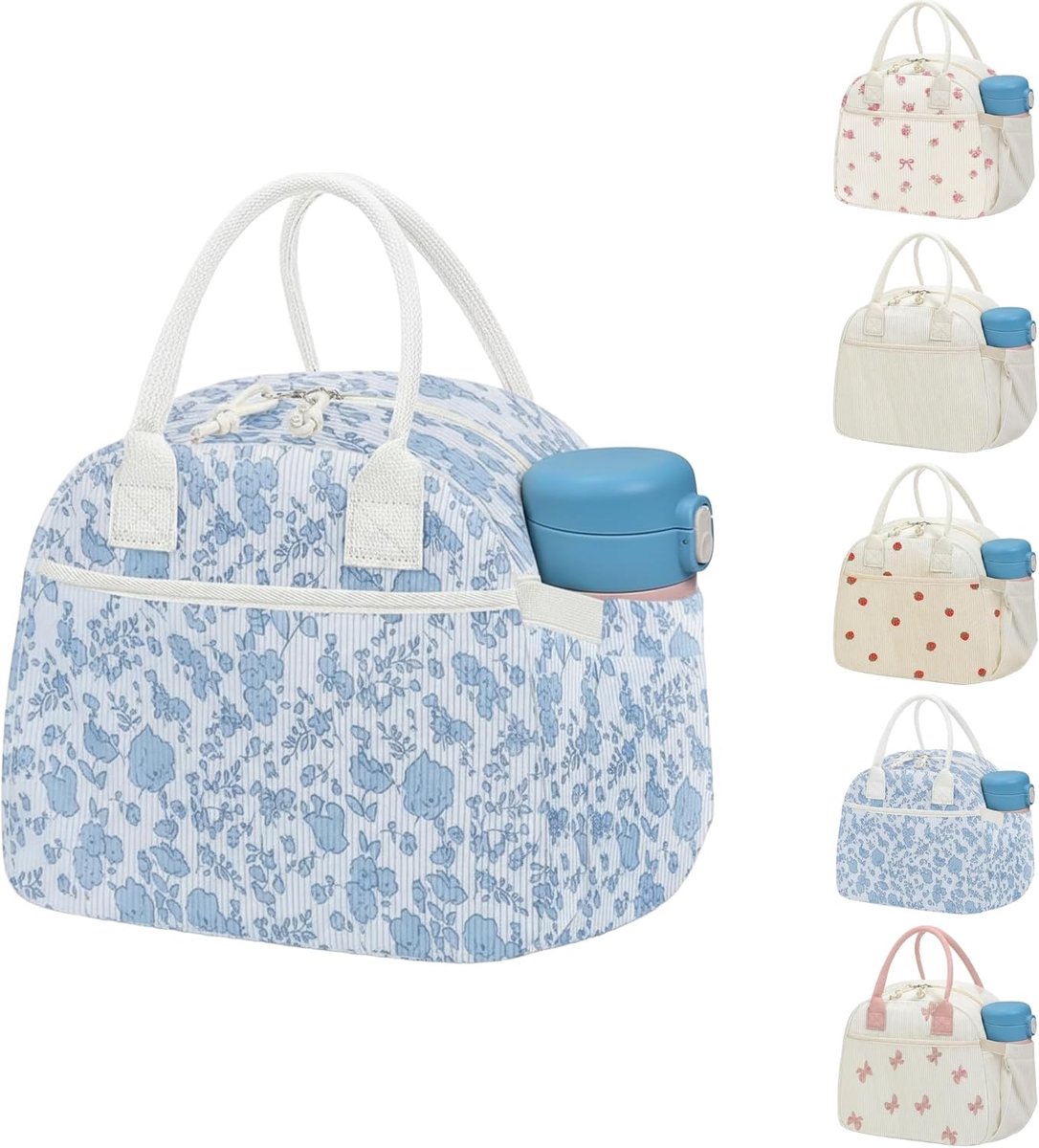 SnelShoppen - Geïsoleerde lunchtas voor dames - Herbruikbare thermotas met zijvak - Grote capaciteit - Lekvrije koeltas voor werk, picknick - Kleine b
