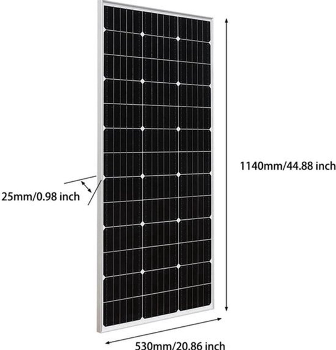 Zonnepaneel - Zonnepanelen - Monokristallijn - 150W - Waterdicht IP65 - Voor Balkon, Camper & Off-grid Systeem - Breed Inzetbaar