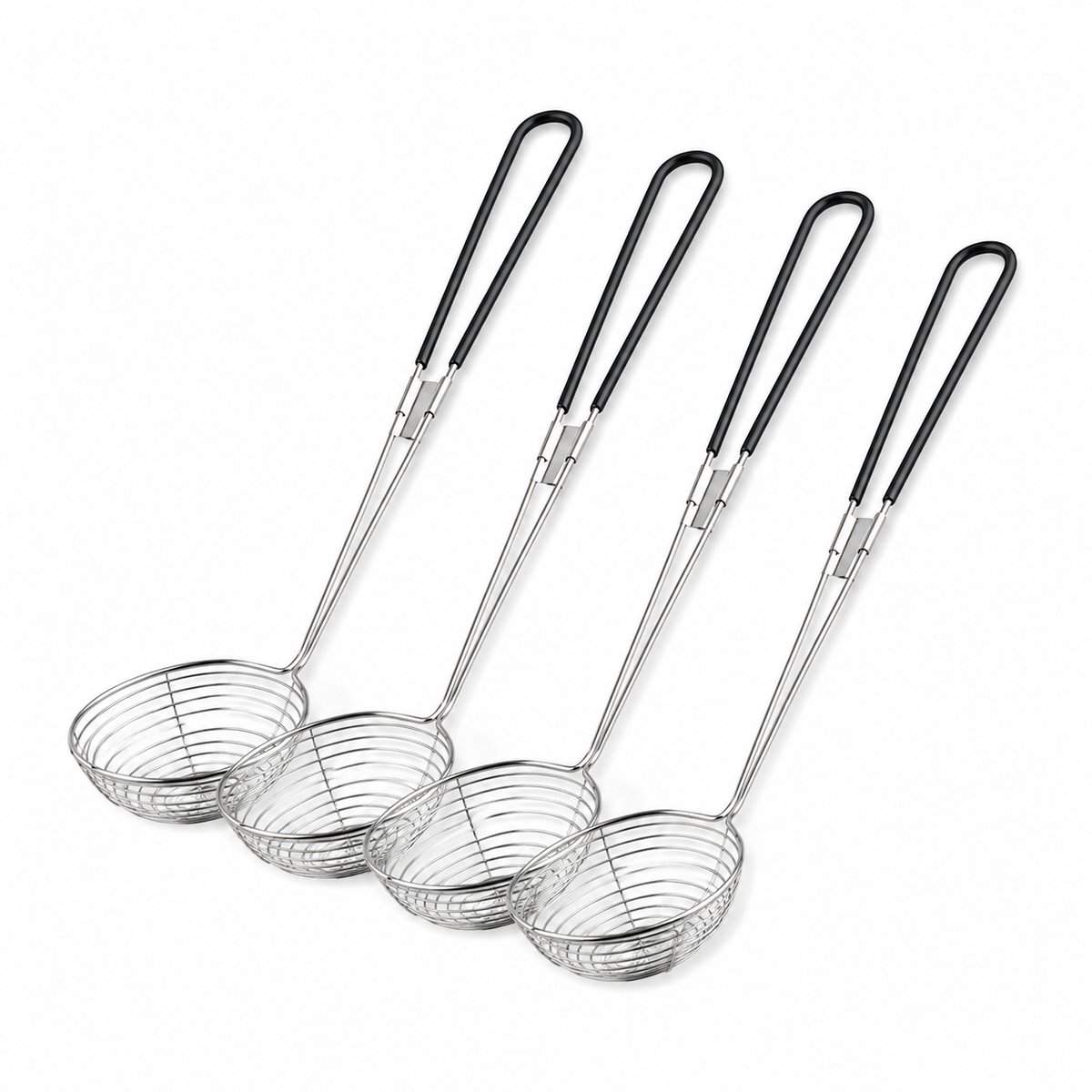 Fondue Netjes - Hotpot Zeefjes - Chinese Fondue - Fondue mandjes - Fondue zeef - RVS - 27.5CM - 4 Stuks - Zwart