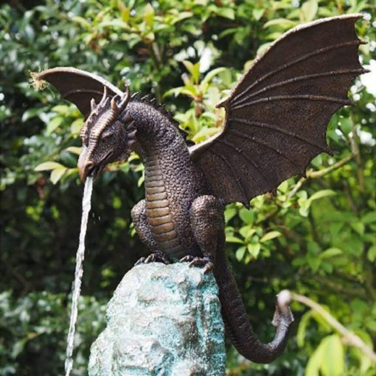 Mythische Drakenfontein van Hars - Decoratieve Beeld met Waterval voor Tuin, Patio en Buit