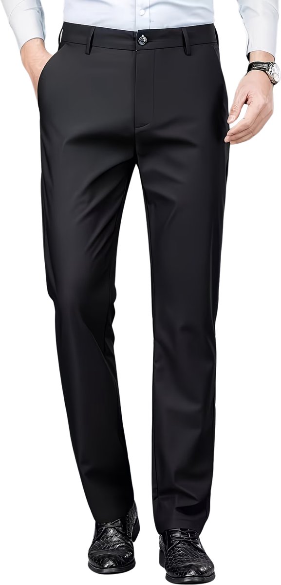 Currero Pantalon Heren Chino Regular Fit Golfbroek Nette Broek Elastische Tailleband Volwassenen Inclusief Riem S Zwart