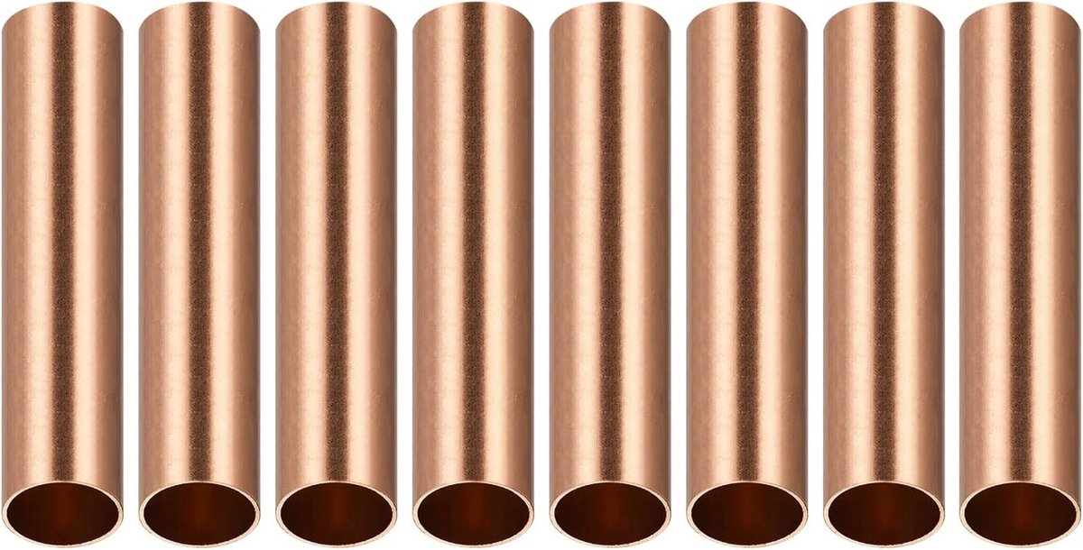 22mm x 1mm x 100mm Koperbuis - 8 Stuks - Geschikt voor Machineonderdelen, Ambachtelijke Projecten en Decoratieve Toepassingen - Ronde Metalen Slangen