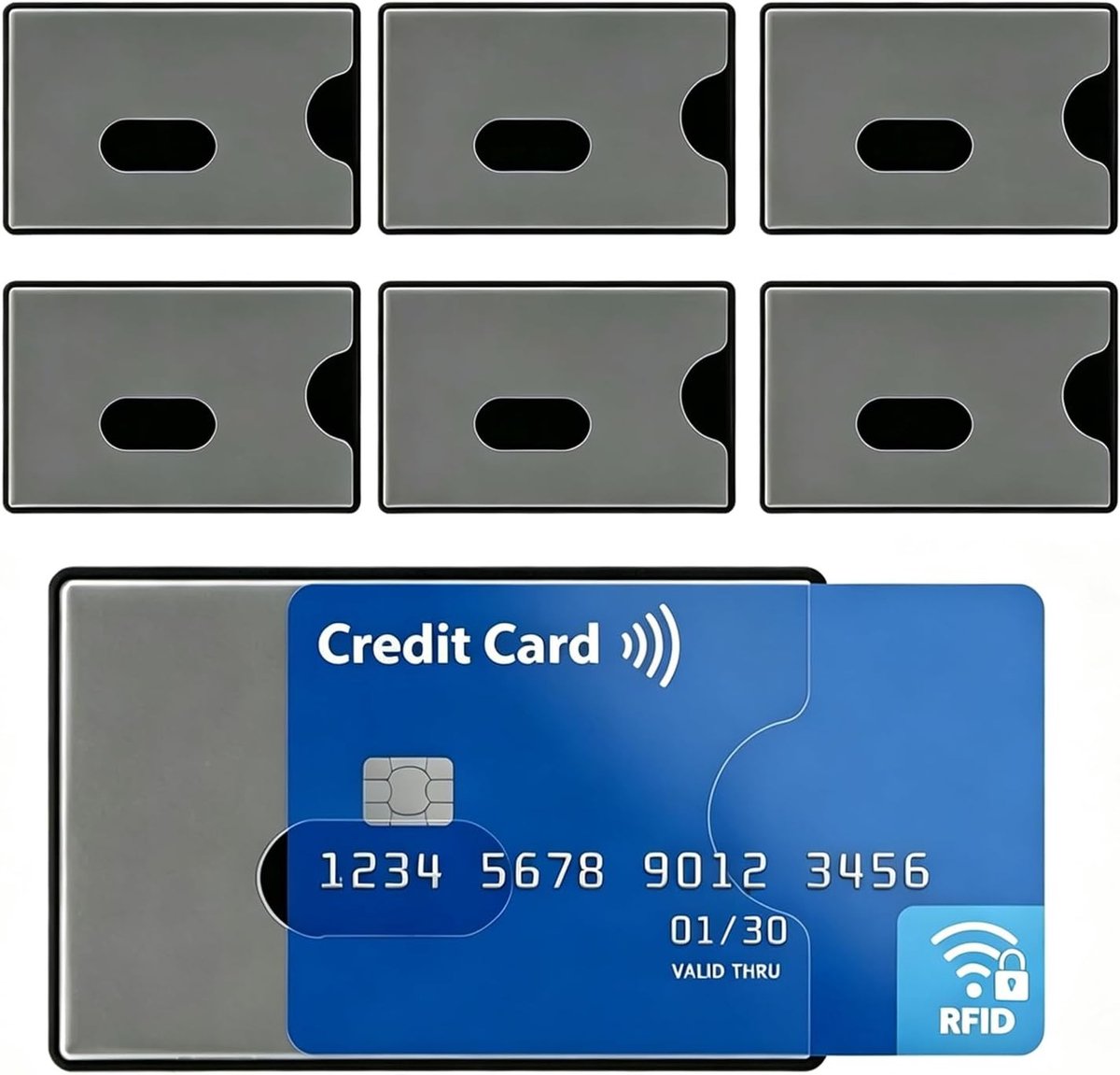 Set van 6 Beschermhoezen voor Creditcards met RFID Blokkering en Databeveiliging, Multicolor