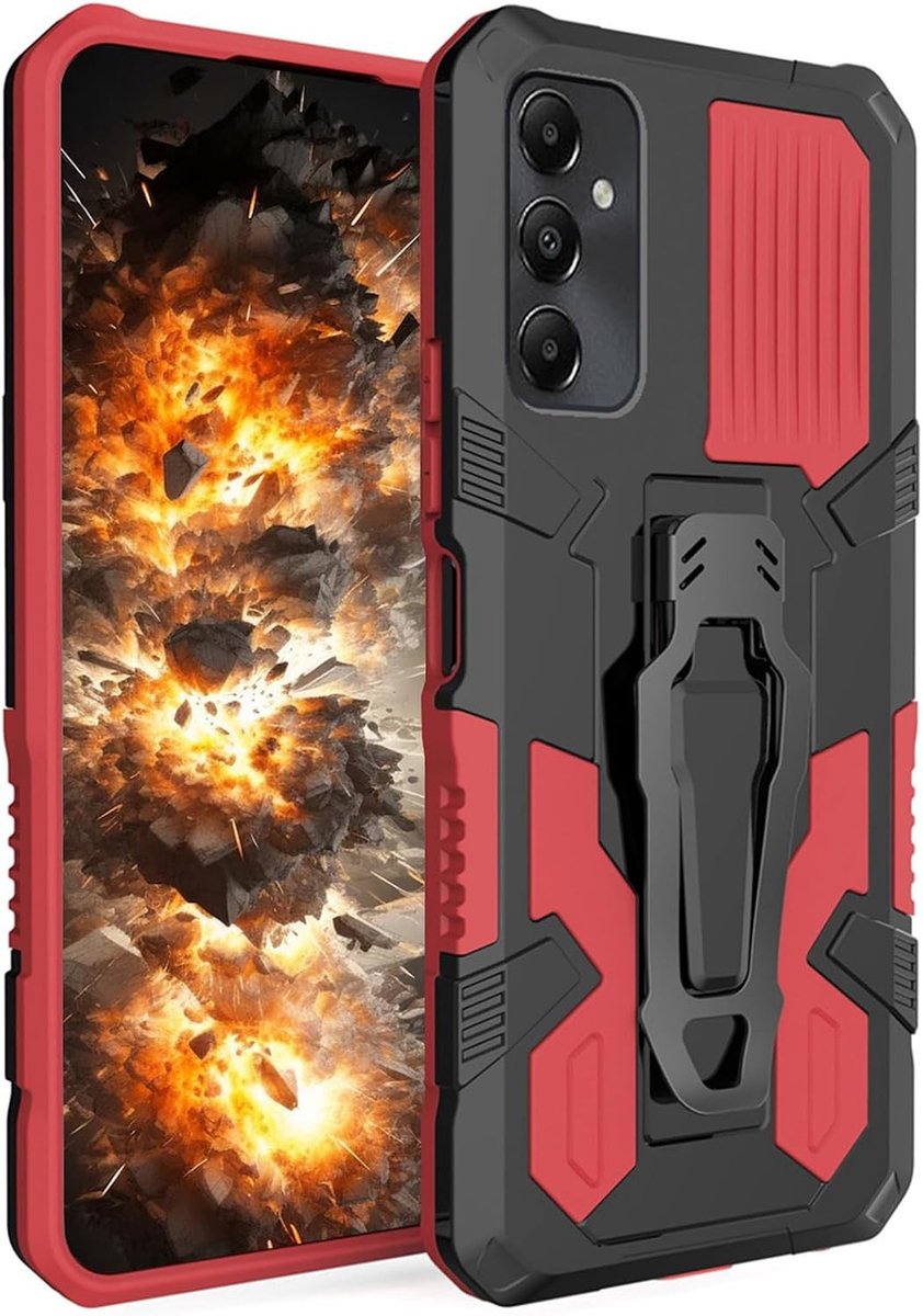 Robuuste en Slanke Beschermcase voor Samsung Galaxy A15 5G met Riemclip, Schokbestendig en Magnetische Autohouder met Standfunctie