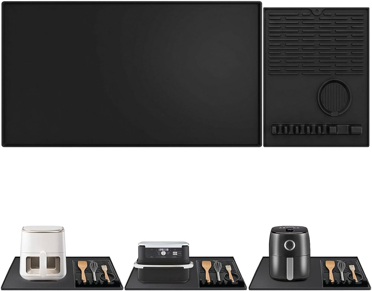Hittebestendige siliconenmat voor de keuken, 60 x 40 cm, vuurvast, ideaal voor airfryer en koffiemaker, warmtebescherming voor werkbladen