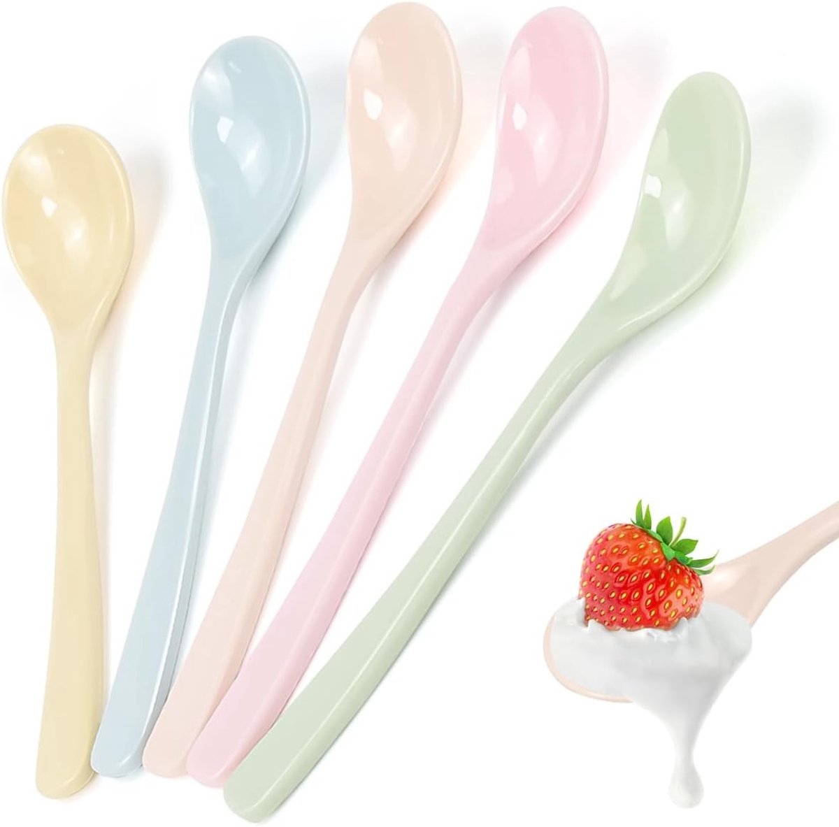 Kleurige voedselveilige plastic lepels - Set van 5 - Perfect voor feesten, picknicks en dagelijks gebruik