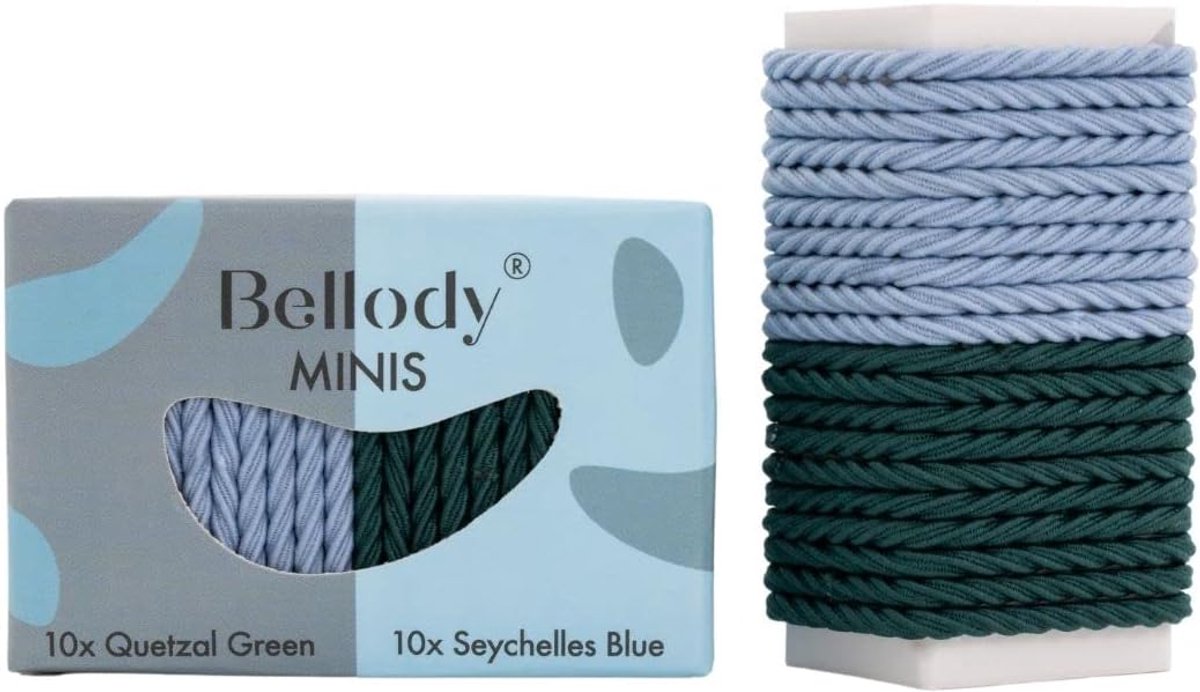 SnelShoppen - Mini Haar Elastiekjes voor Vlechten en Kleine Staartjes - 20 Stuks - Groen/Blauw - Sterke Grip - Ideaal voor Sport en Werk - Haaraccesso