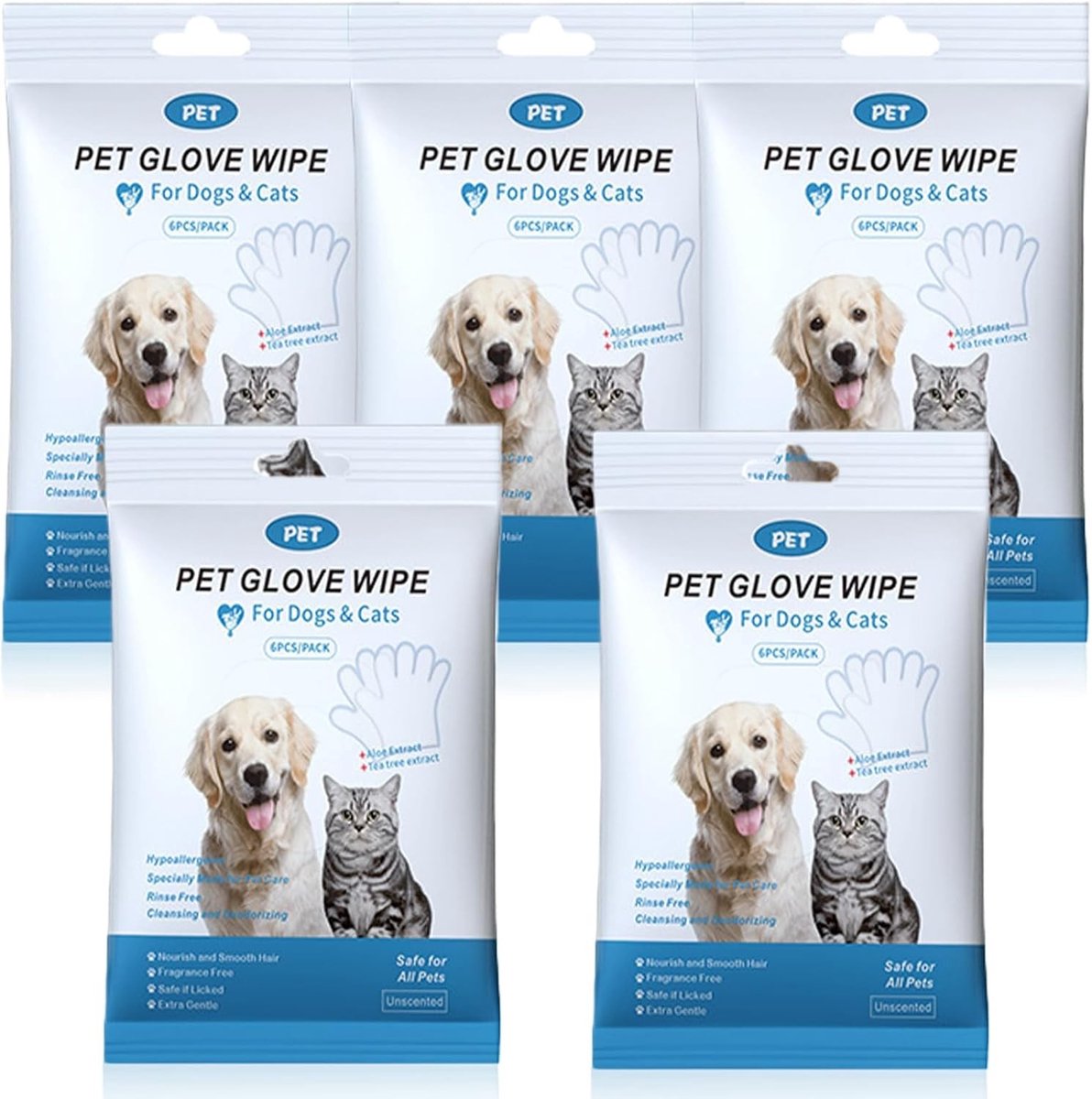 SnelShoppen - 30 stuks huisdierdoekjes voor honden en katten, washandjes voor bad en verzorging, zachte en duurzame reinigingsdoekjes voor oren, bille