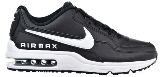 Zwarte Nike Air Max sneaker met witte swoosh op de zijkant en AIRMAX op de witte zool. De zool bevat een transparante Air unit.
