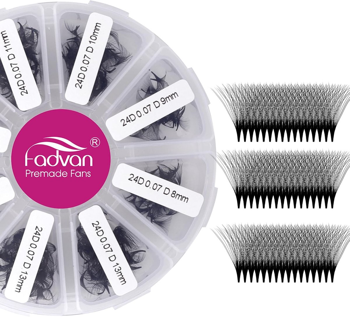 SnelShoppen - Professionele Wimpers, 500 Stuks, Klaar-om-te-gebruiken Wimperbundels 24D C Curl, Natuurlijk, Mix 8-13 mm, 0.08 mm Dikte
