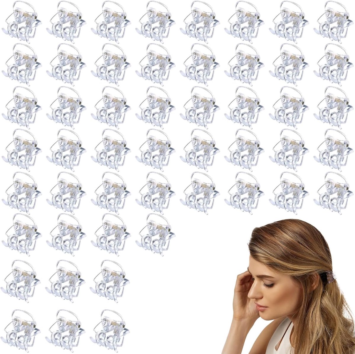 SnelShoppen - 50 Mini Haar Claw Clips - Kleine Plastic Haarclips - Antislip Haaraccessoires voor Vrouwen, Meisjes en Kinderen - 1.2x1.5cm - Perfect vo
