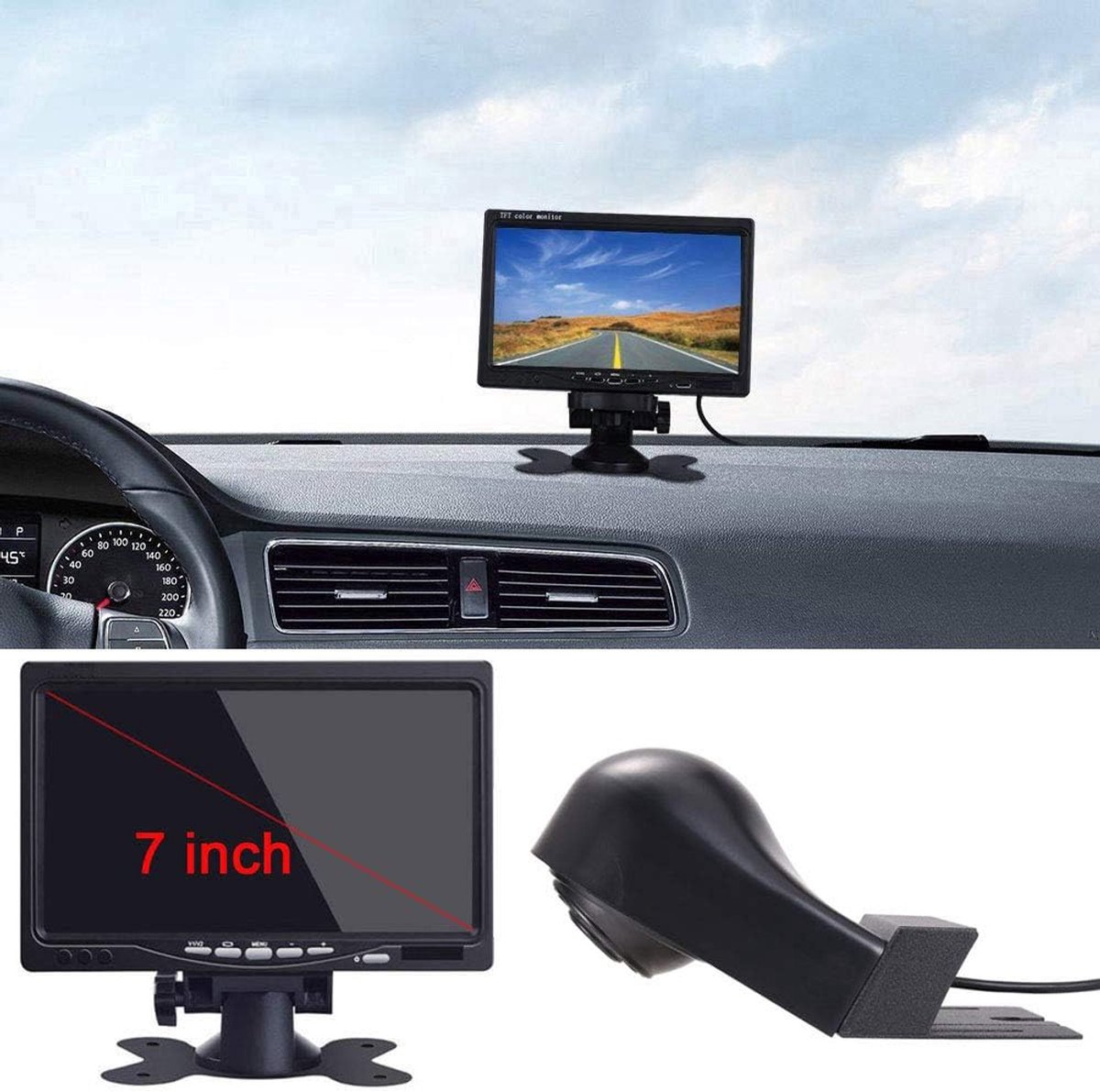 SnelShoppen - Achteruitrijcamera Set voor Mercedes Viano Vito W639 - 7 Inch TFT LCD Scherm - HD Nachtzicht - Waterproof - Parkeerhulp Kit