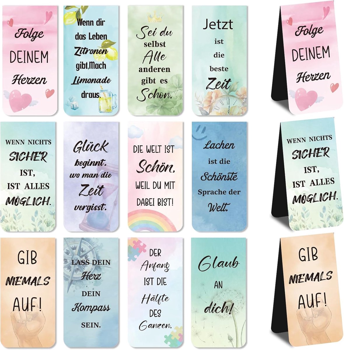 SnelShoppen - 12 Stuks Magnetische Boekenleggers met Inspirerende Citaten - Ideale Motivatie Cadeaus voor Studenten, Leraren en Boekenliefhebbers - Fl