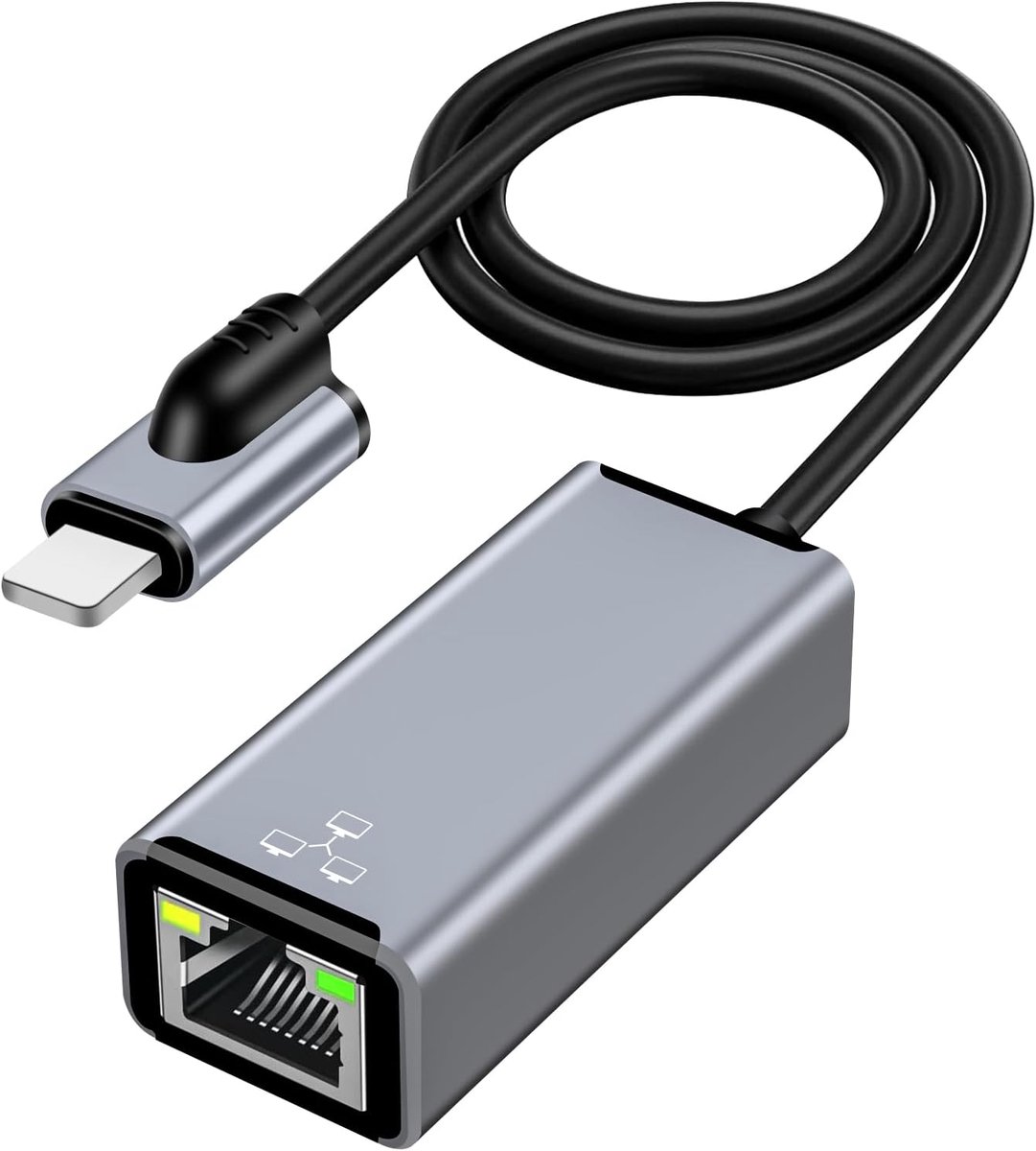 SnelShoppen - RJ45 Ethernet Adapter met Oplaadpoort voor iPhone/iPad/iPod - 2-in-1 Netwerkadapter tot 100 Mbit/s - Hoogwaardige Kwaliteit voor Snel In