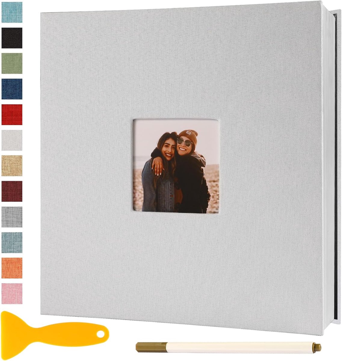SnelShoppen - Fotoalbum Zelfklevend 28x27 Groot Scrapbook, 40 Pagina's Wit | Fotoboek Baby, Bruiloft, Gastenboek