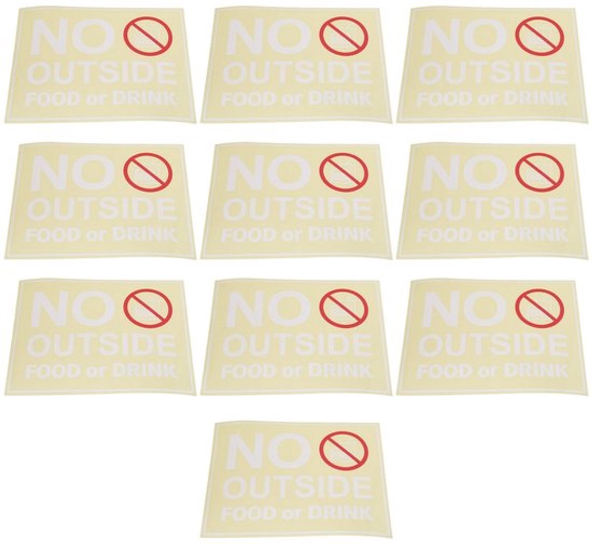 Stickers Geen Buiten Eten of Drinken - 10 Stuks - 20,32 cm x 15,24 cm - Waterdicht - Scheurbestendig - Professioneel Ontwerp - Waarschuwingsstickers