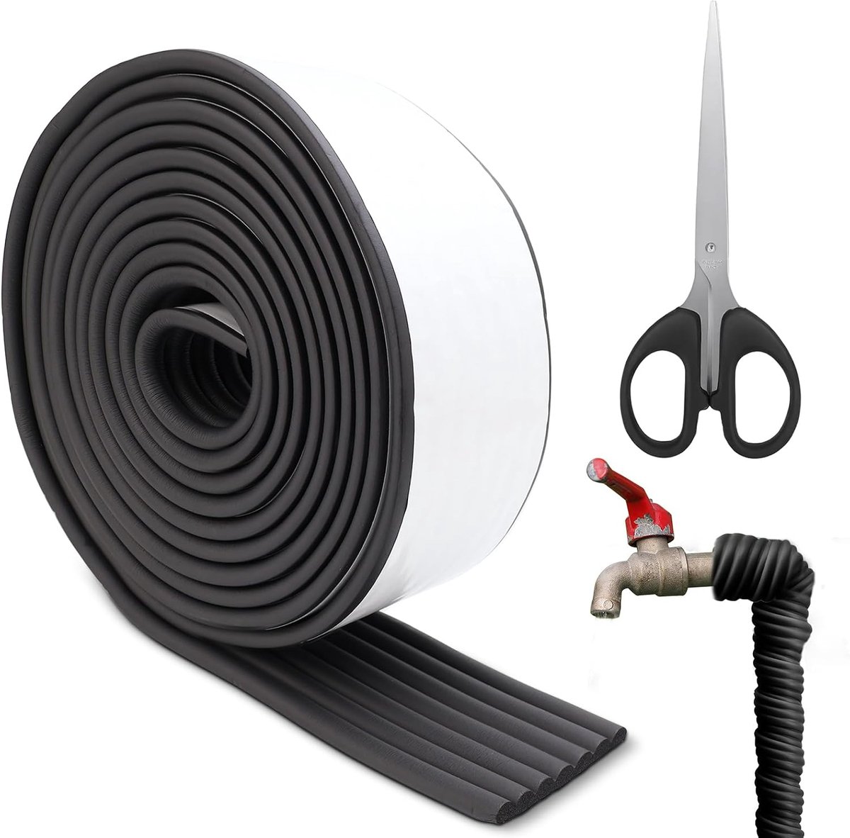 SnelShoppen - Foam Tube Insulation - Zelfklevende Buisisolatie voor Verwarmingsbuizen - 8 cm x 5 m - Zwart - Perfect voor Buitengebruik