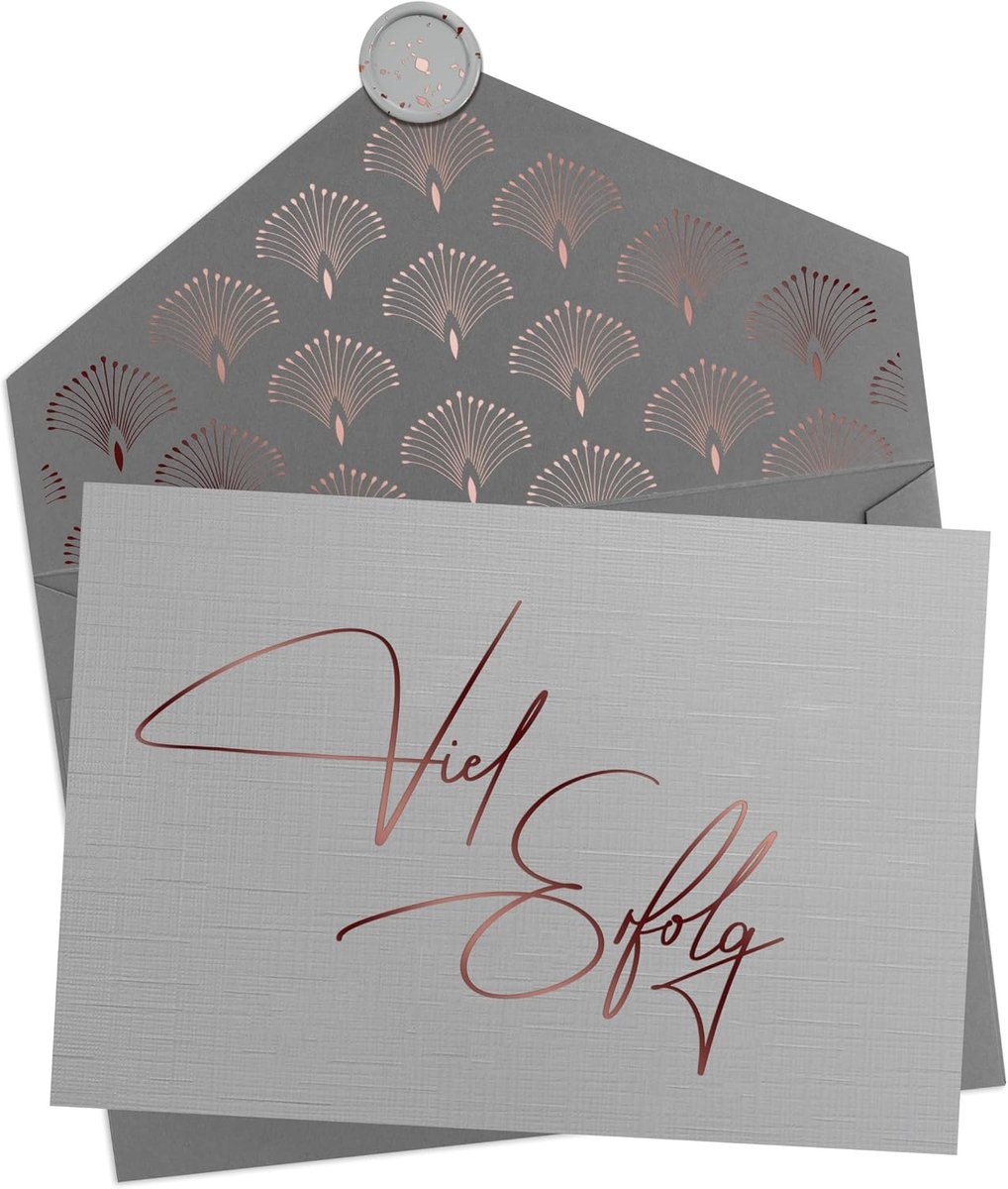 SnelShoppen - Gelukskaart met Envelop en Waszegel - Unieke Good Luck Kaart - Handgeschreven Roze Goud Folie - 350g Designerpapier - Perfect voor Feest