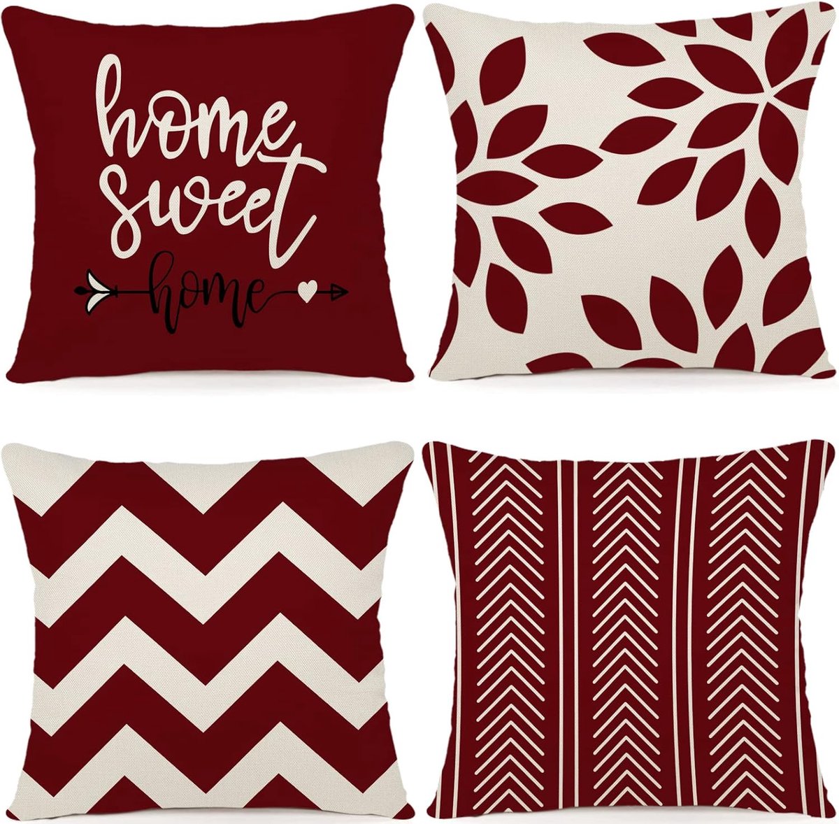 SnelShoppen - Set van 4 Zachte Kussenhoezen 45x45 cm - Decoratieve Kussens voor Bank, Tuin en Slaapkamer - Hoogwaardige Linnen Blend - Ademend en Natu