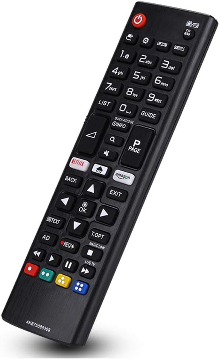 SnelShoppen - Remote Control Vervanger ABS 3D Afstandsbediening voor LCD TV - Draagbaar, Duurzaam, Tot 8 Meter Bereik - Compatibel met LG AKB75095304