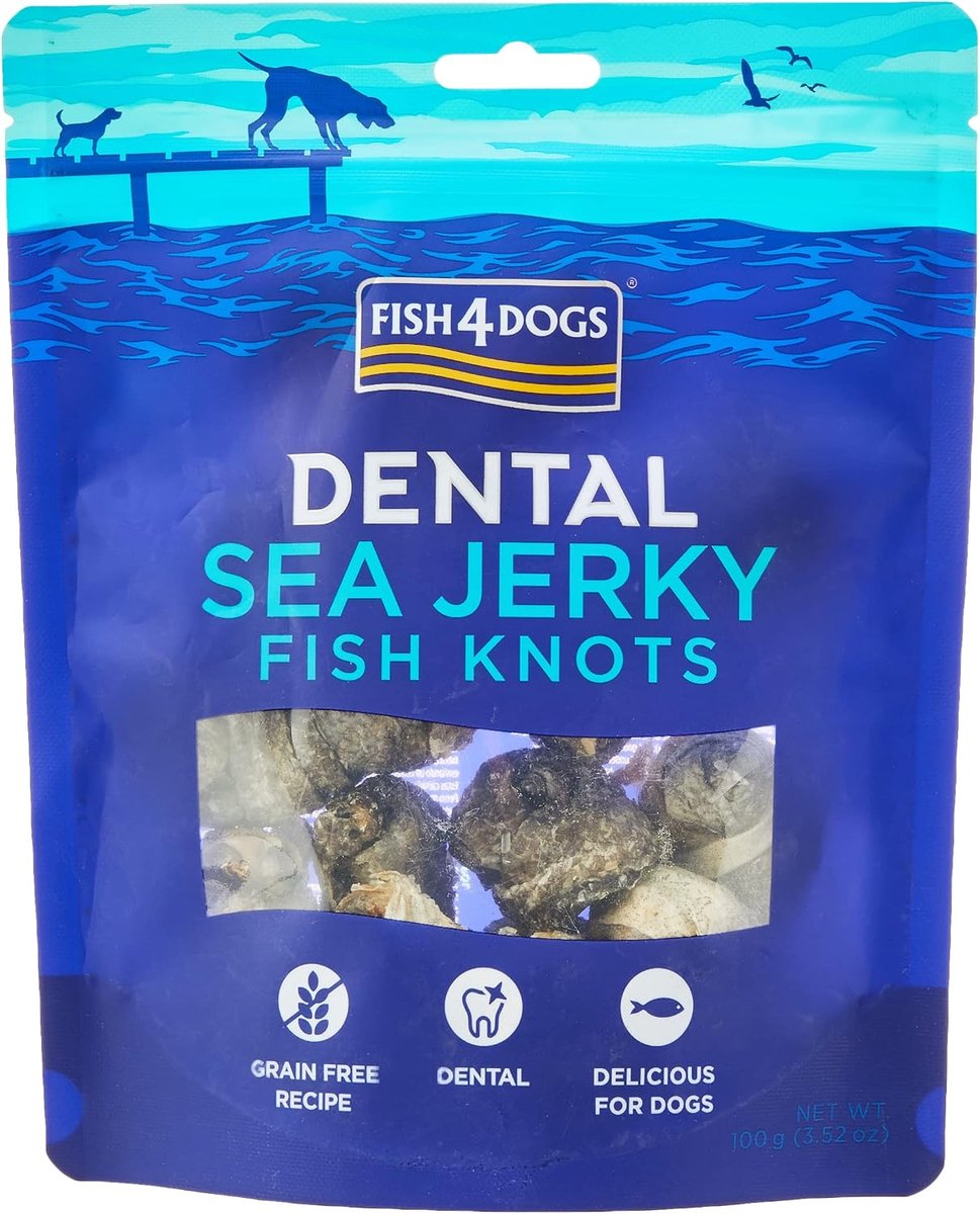 SnelShoppen - Fish4Dogs Dental Sea Jerky Knots - Natuurlijke Hondensnacks voor Mondhygiëne - 0.1 kg - Laag in Calorieën - Heerlijke Vissmaak - Ideaal