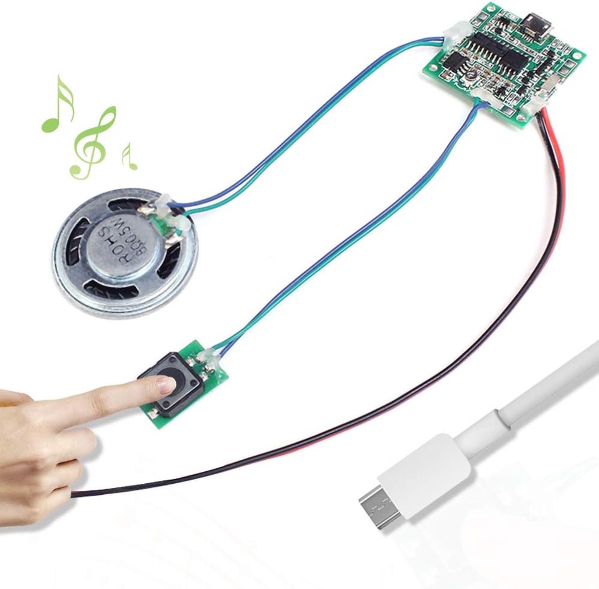 SnelShoppen - Sound Module met Key Control, 8 m Programmable MP3 WAV Muziekspeler, PCB Bord met Speaker voor DIY Muziekdoos, Creatieve Wenskaarten en