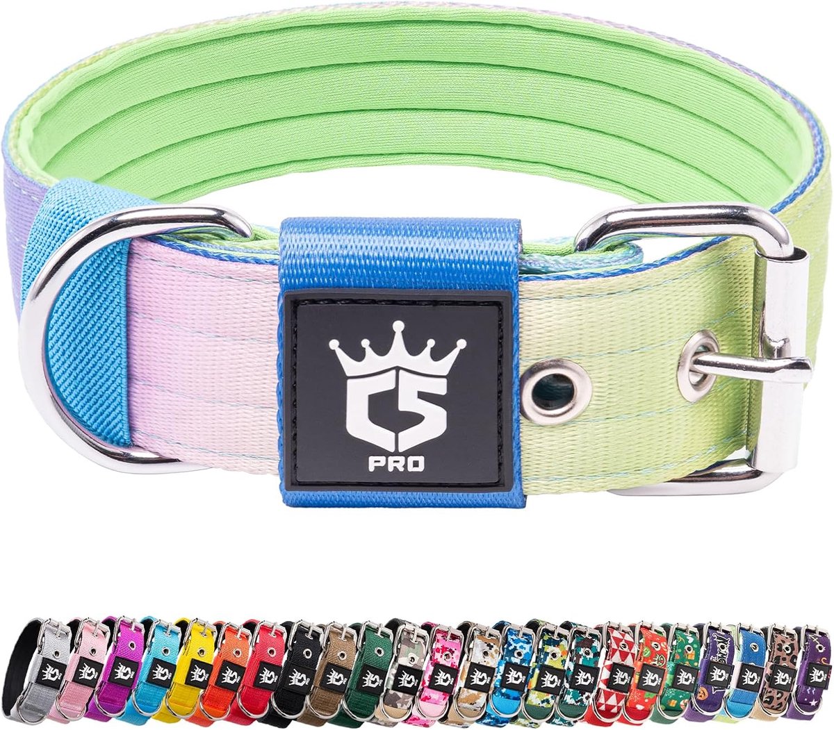 SnelShoppen - Dikke Hondenhalsband met Metalen Gesp - Verstelbare Hondenhalsband Voor Honden met Een Nekomtrek van 40-48cm - Duurzaam Polyester - Gesc