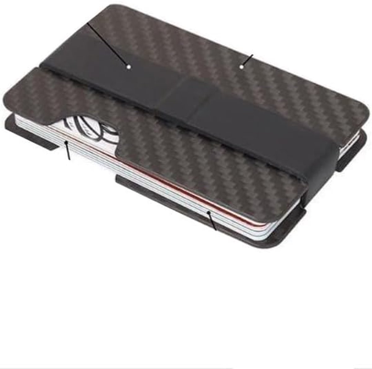 SnelShoppen - Card Holder met Money Clip - Anti RFID - Creditcardhouder van Carbon - Veiligheidsclip voor Contant Geld - Stijlvolle en Praktische Kaar