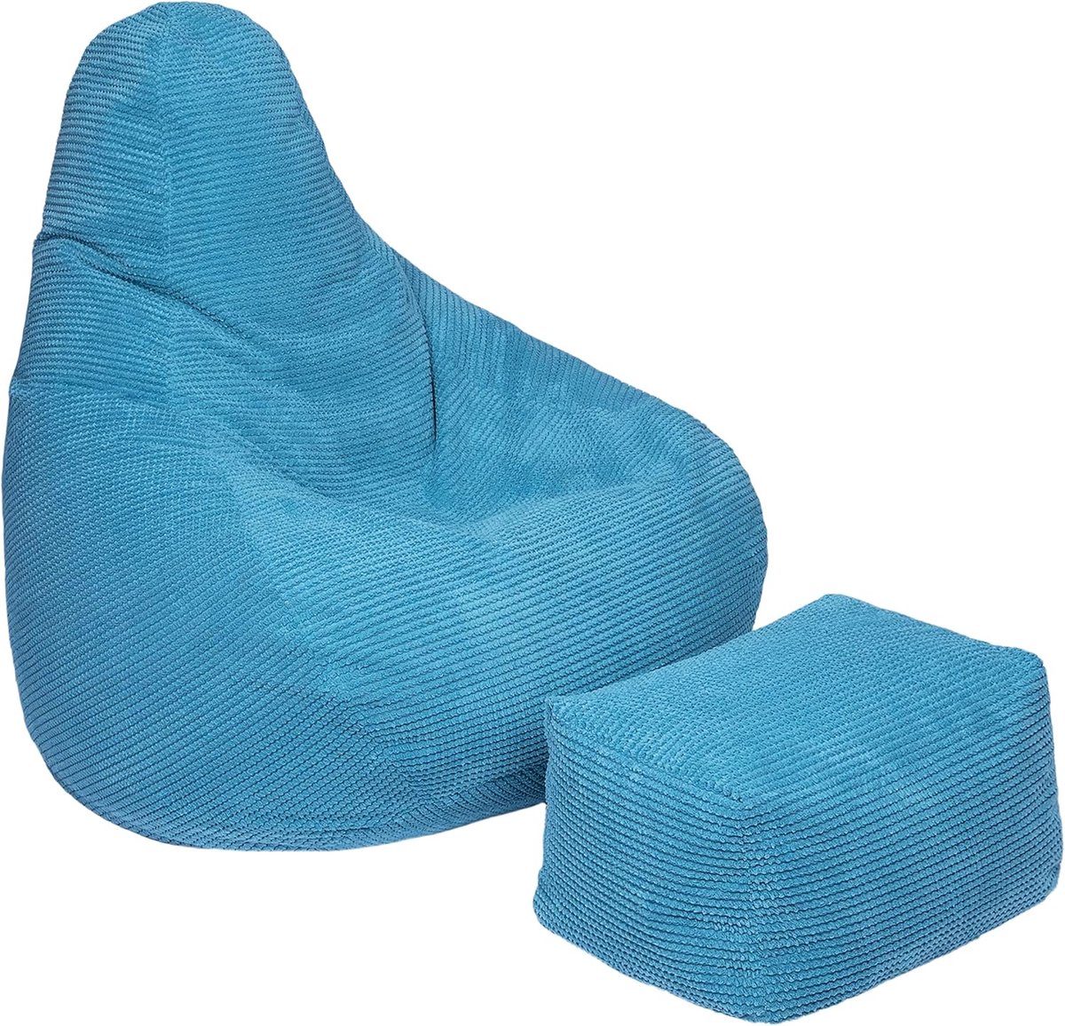 SnelShoppen - Comfortabele Loft 25 Adult Highback Bean Bag Stoel met Voetsteun | Corduroy Stof | Ergonomisch Ontwerp | Ideaal voor Woonkamer, Gaming,