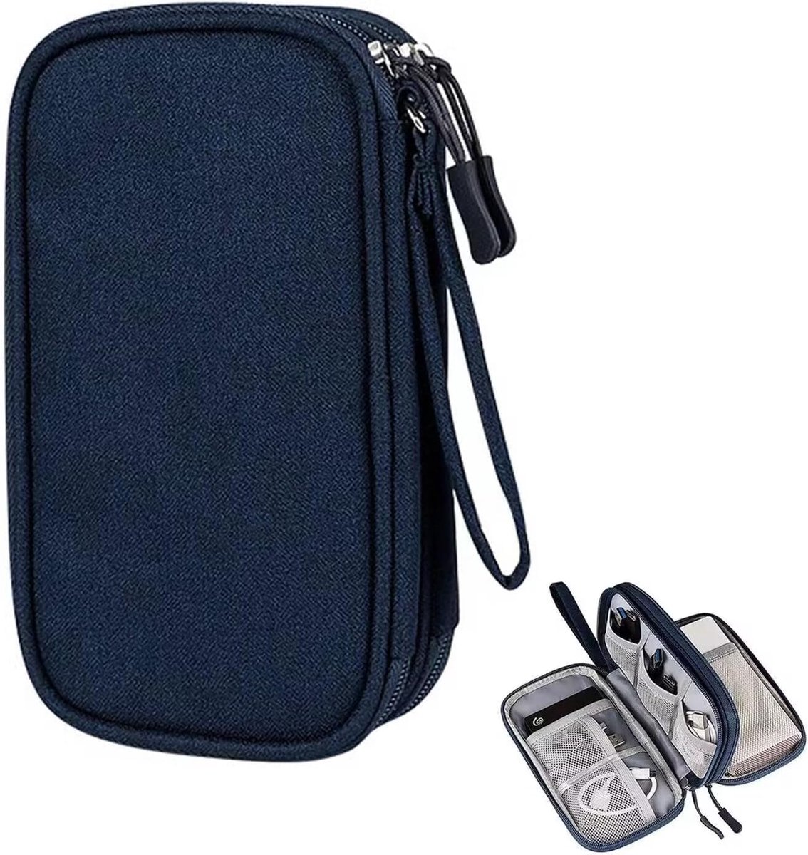 SnelShoppen - Kabel Organizer Tas - Draagbare Dubbel Laags Elektronica Accessoire Tas - Reis Kabel Organizer voor Opladers, Powerbanks, USB en Mobiele