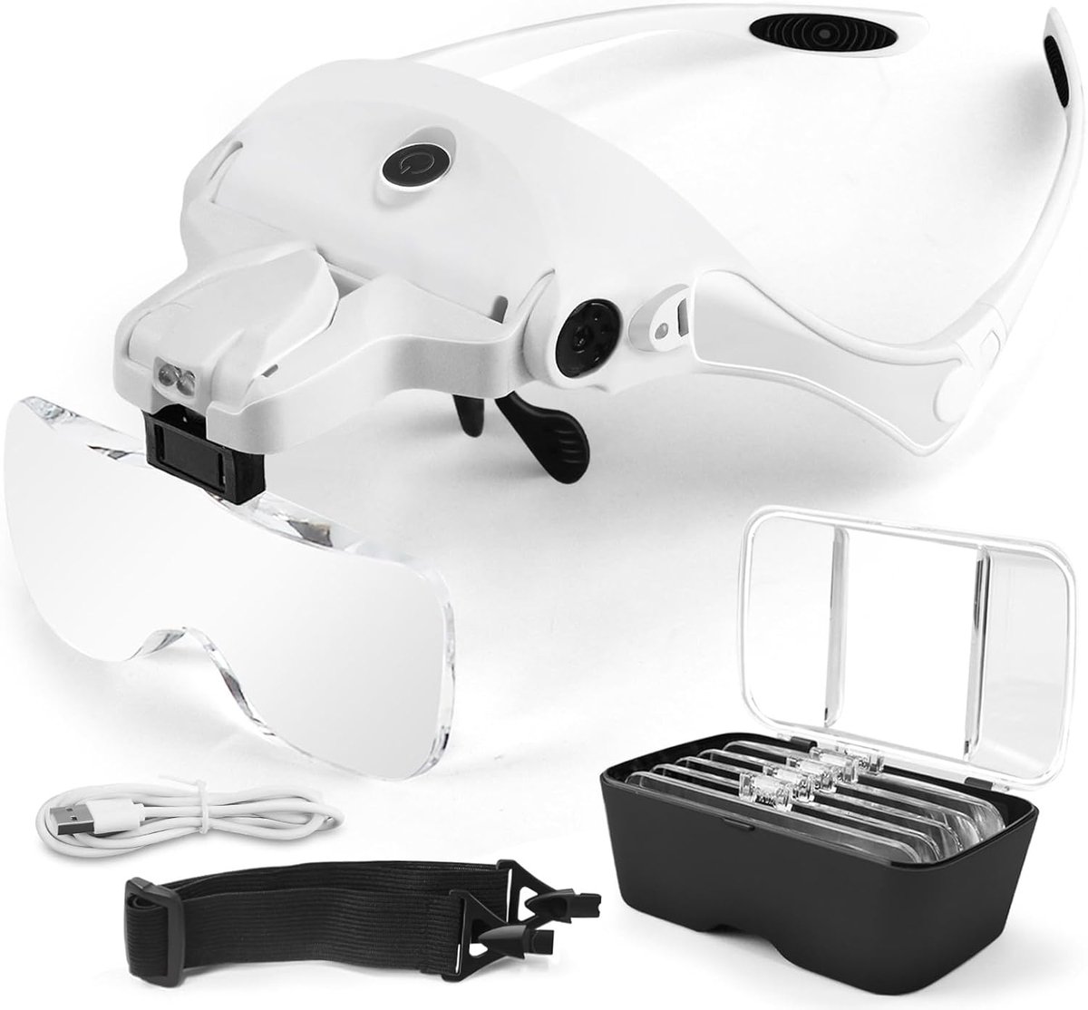 SnelShoppen - Vergrootglas met USB LED Licht Opladen - 5 Versterkingen 1.0X, 1.5X, 2.0X, 2.5X, 3.5X - Ideaal voor Modelbouw, Reparaties en Sieraden -
