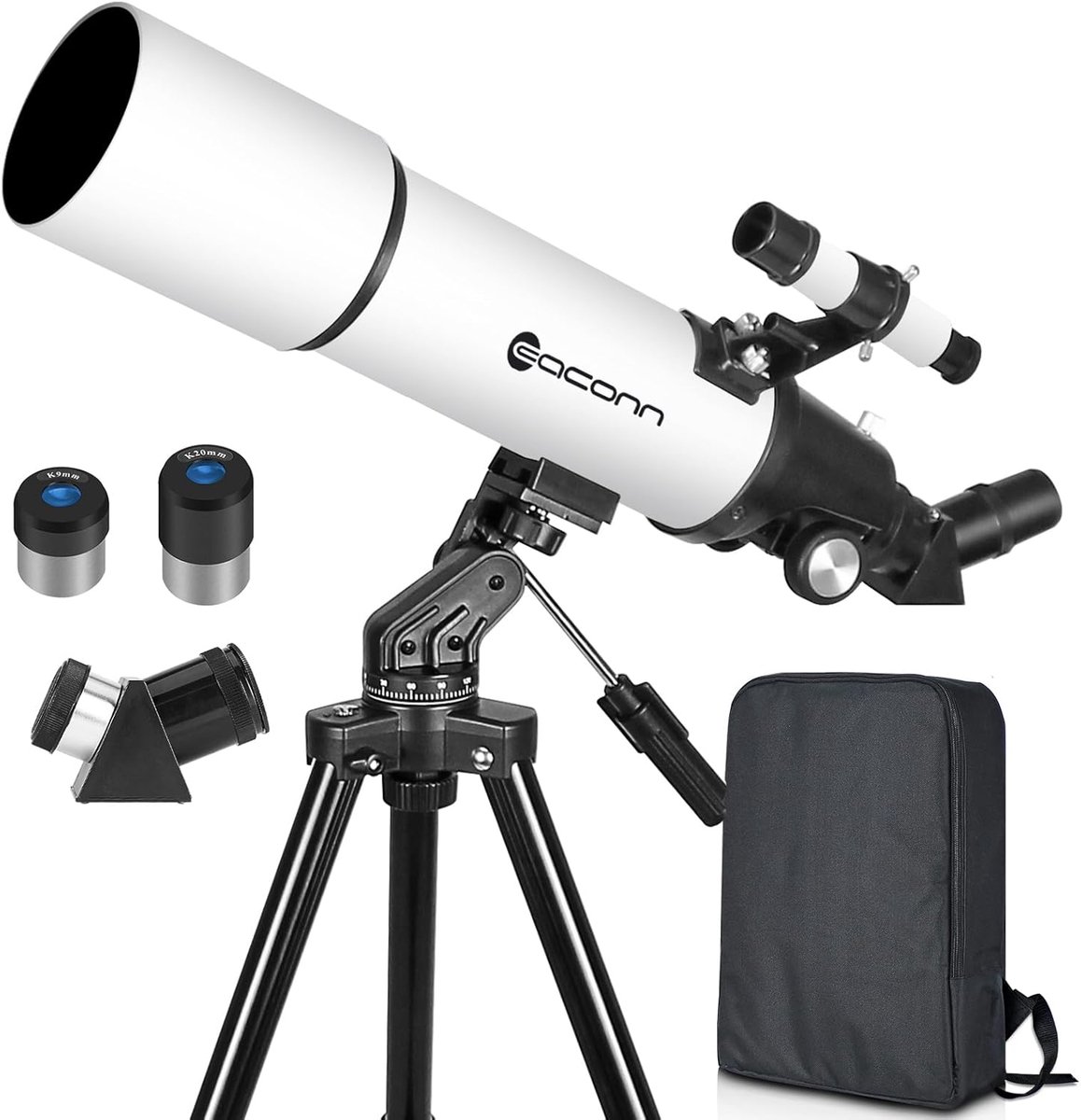 SnelShoppen - Adult Telescopes Astronomie 80mm Apertuur 600mm Refractor Telescoop voor Kinderen en Beginners, Compact en Draagbaar Reis Telescoop met