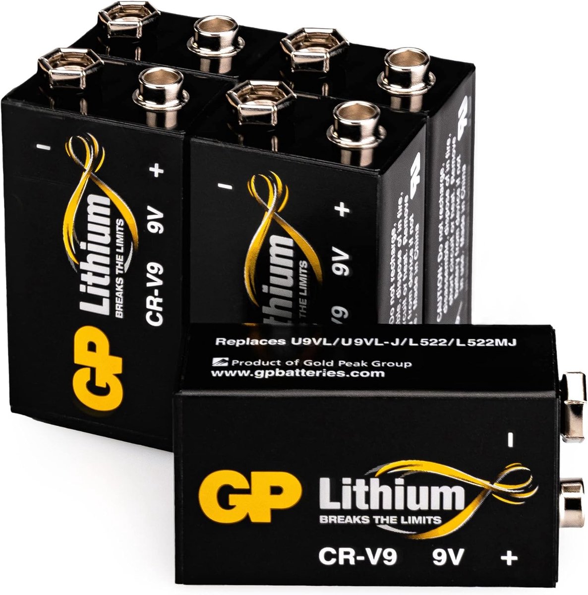 SnelShoppen - 9 Volt Lithium Batterijen, E-Block, 5 Stuks, Lichtgewicht en Duurzaam, Ideaal voor Rookmelders, Brandmelders, Microfoons en Meer