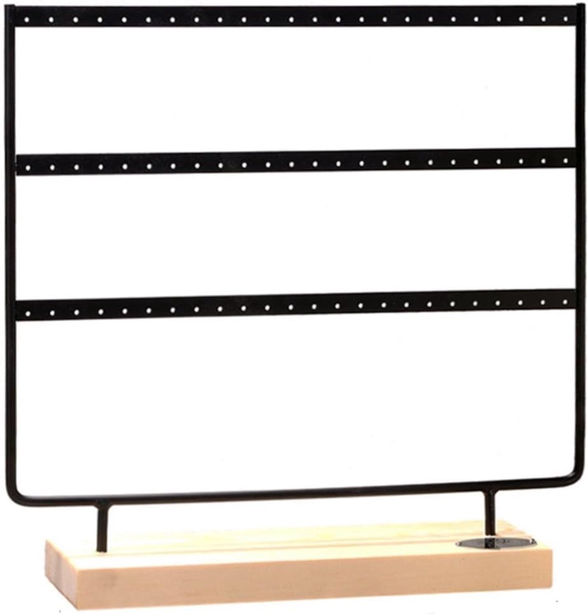 SnelShoppen - 3-Laags Oorbellenrek Zwart - Houten Basis - Sieraden Organizer voor 69 Oorbellen - Perfect voor Thuis en Feestjes