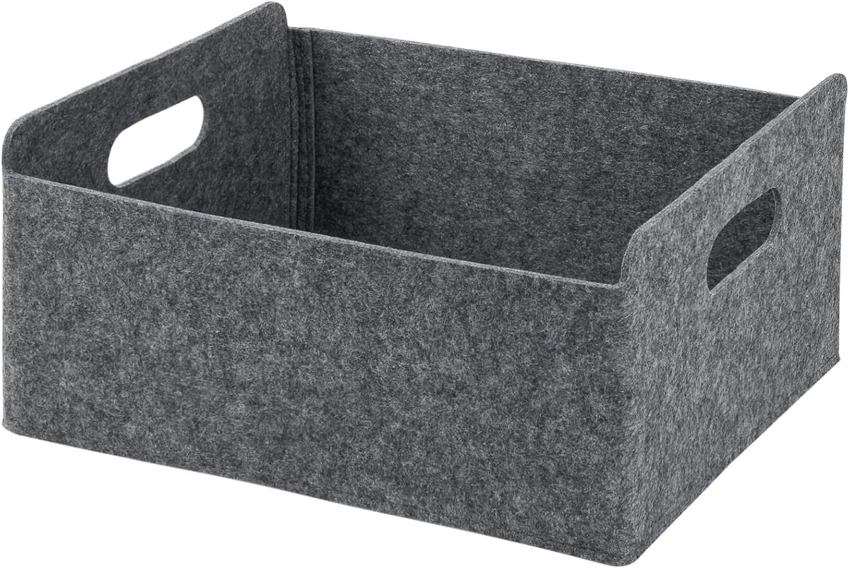 SnelShoppen - Vouwbare Organizer Mand - Grijze Vilt Tas met Verstevigde Bodem - Ruimtebesparende Opbergmand voor Kleding, Boeken, Handdoeken, Babyprod