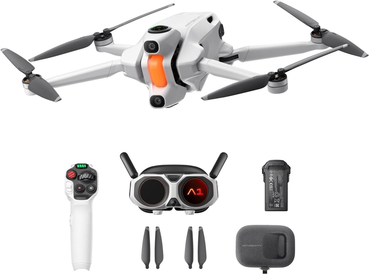 SnelShoppen - Antigravity A1-8K 360 Drone - 8K Video, Point-to-Fly Besturing, Vouwbaar, 249g, Obstakel Vermijding, 10km Bereik, Beginners & Kinderen