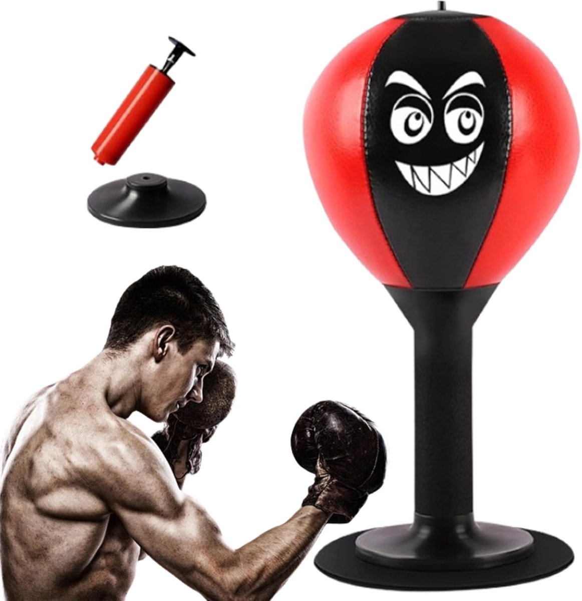 SnelShoppen - Desktop Punching Bag - Speed Balls Bokszak met Hoge Kwaliteit Veer Chassis & Sterke Zuigkracht voor Kinderen, Tieners, Volwassenen, Stre