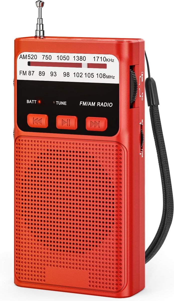SnelShoppen - Draagbare AM/FM Pocket Radio met MP3 Functie, Hoofdtelefoon Jack, Oplaadbare Batterij, Clip en Lanyard, Ideaal voor Camping, Feest en Bu