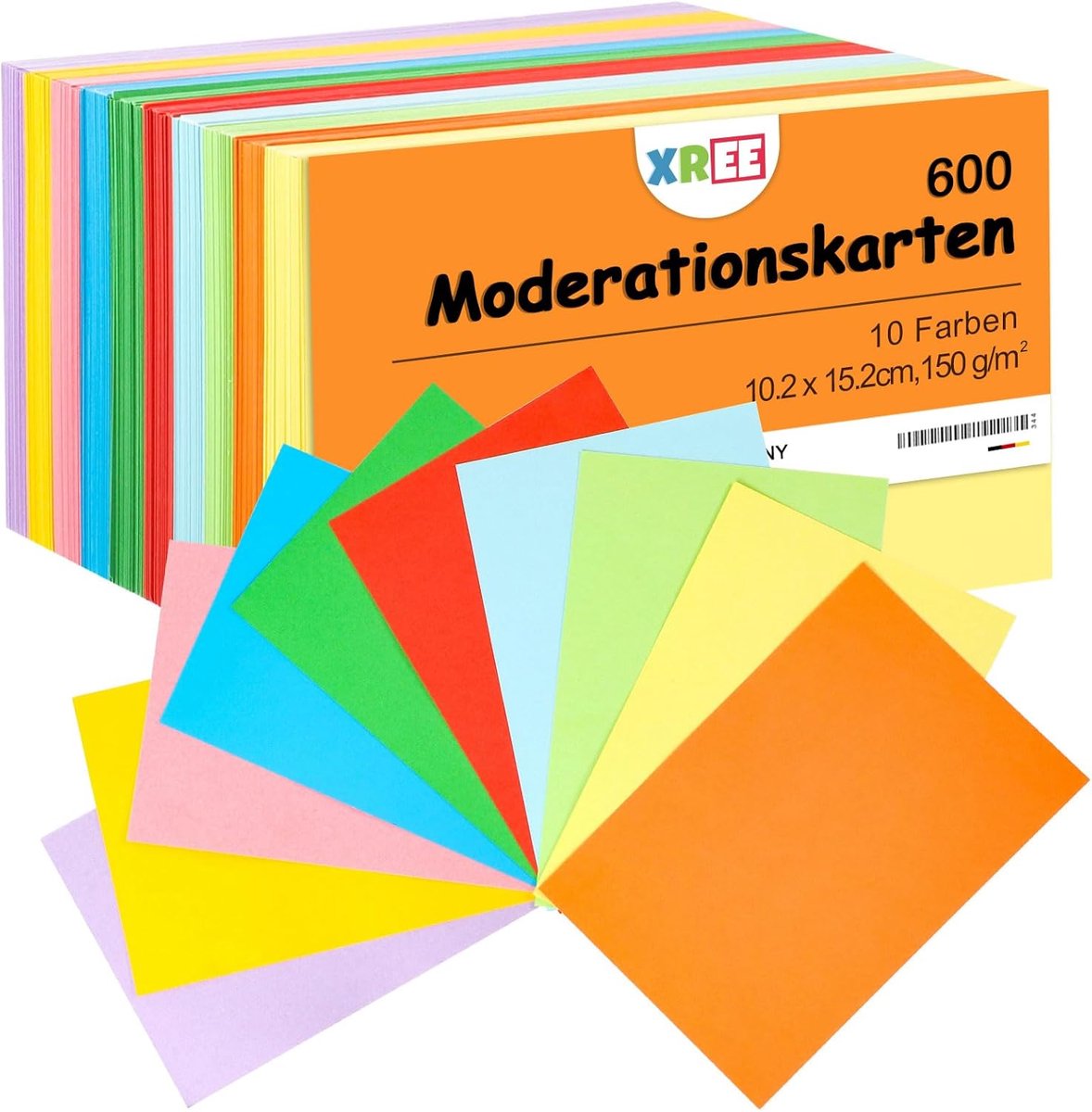 600 stuks moderatiekaarten 102 x 152 cm - indexkaarten 150 g/m² - blanco leerkaarten - woordenschat kaarten - voor thuis school kantoor - 10 kleuren