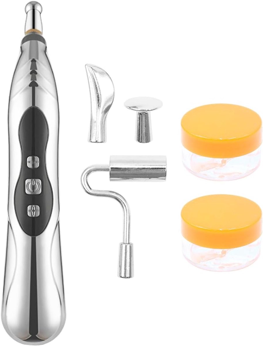 SnelShoppen - Acupunctuur Pen voor Spierontspanning, Elektrische Meridianen Massage met 5 Massagekoppen, Pijntherapie, Draagbaar, 9 Vermogensniveaus