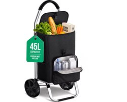 Avalo Boodschappentrolley met Koelvak - Opvouwbaar - Boodschappenwagen Trolley met Wielen - Grote Boodschappentas Afneembaar - Winkeltrolley