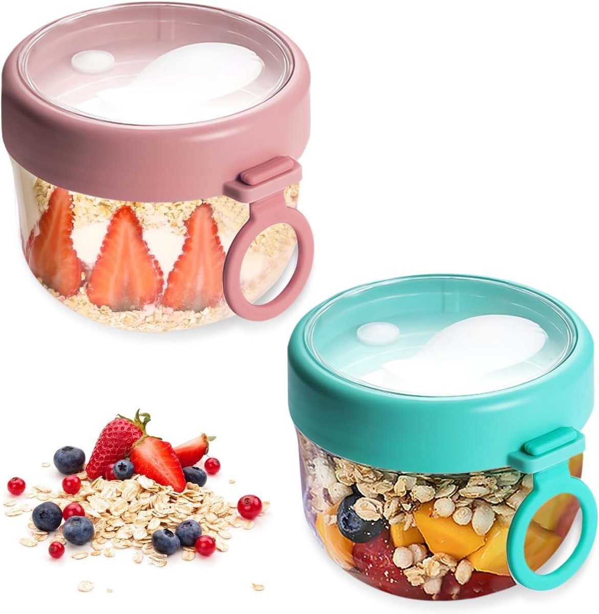 Mueslibeker To Go - Polypropyleen - Lekvrije Afsluiting - Ergonomische Handgreep - Voor Werk, School en Reizen