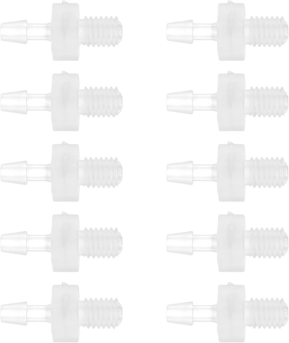 Hoge kwaliteit 3/32" Barb M5 externe draadadapter connector, 10 stuks PP helder plastic fittingen voor slangen en leidingen